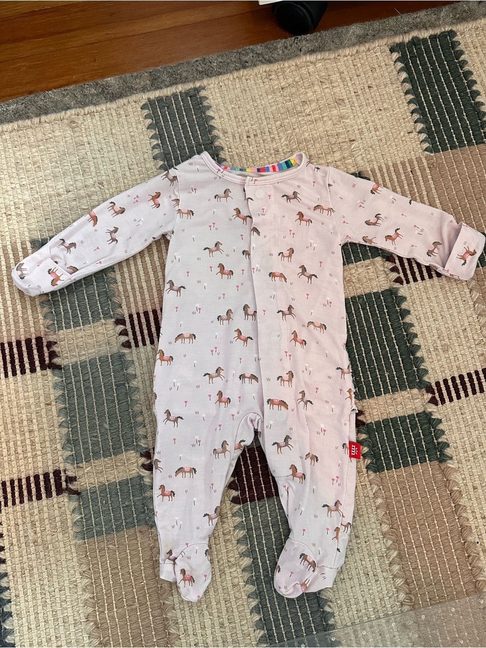 Magnetic Me Light Pink Horse Print Footed One-Piece